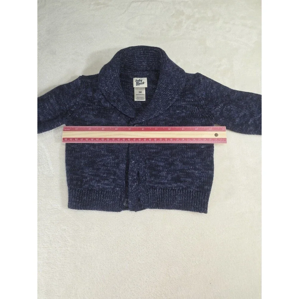 NWT Baby Bgosh OshKosh Shawl Collar Cardigan Sweater Navy Marled Knit Boys 3M
